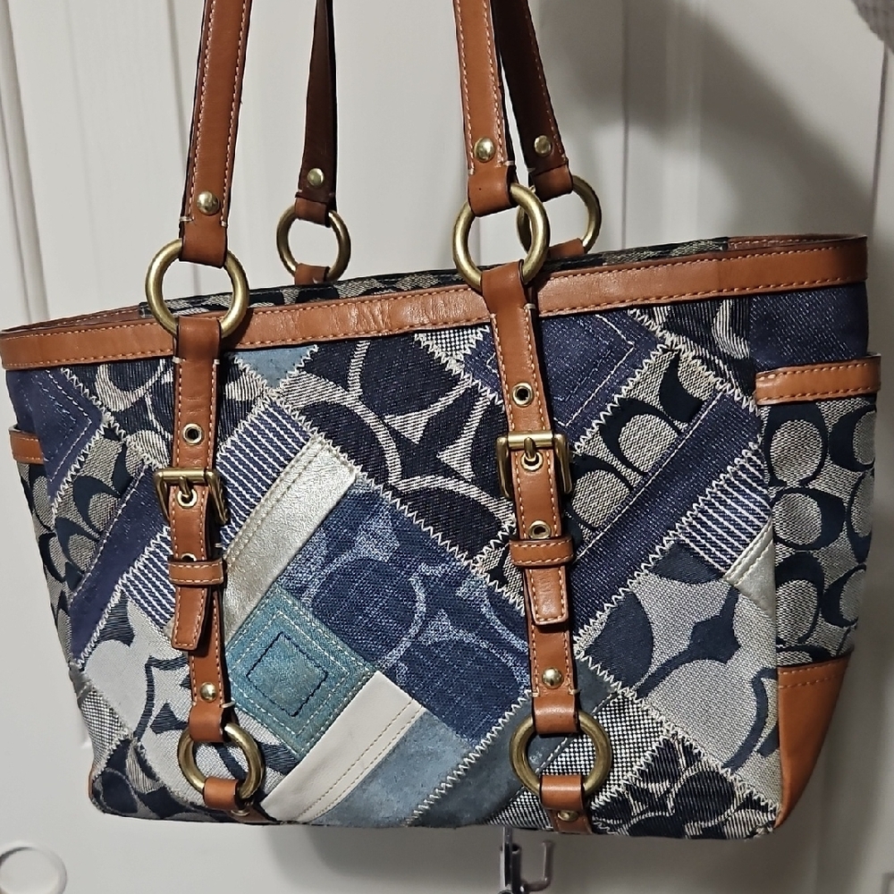 Coach EUC Denim Patchwork Tote - image 2